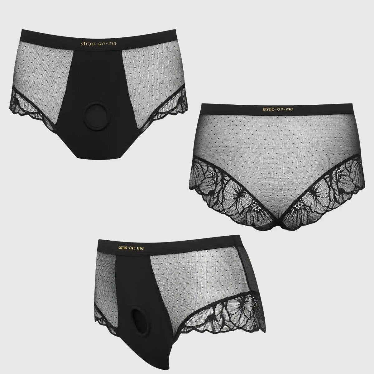Strap On Me Divine Lingerie Harness, front, back and side views