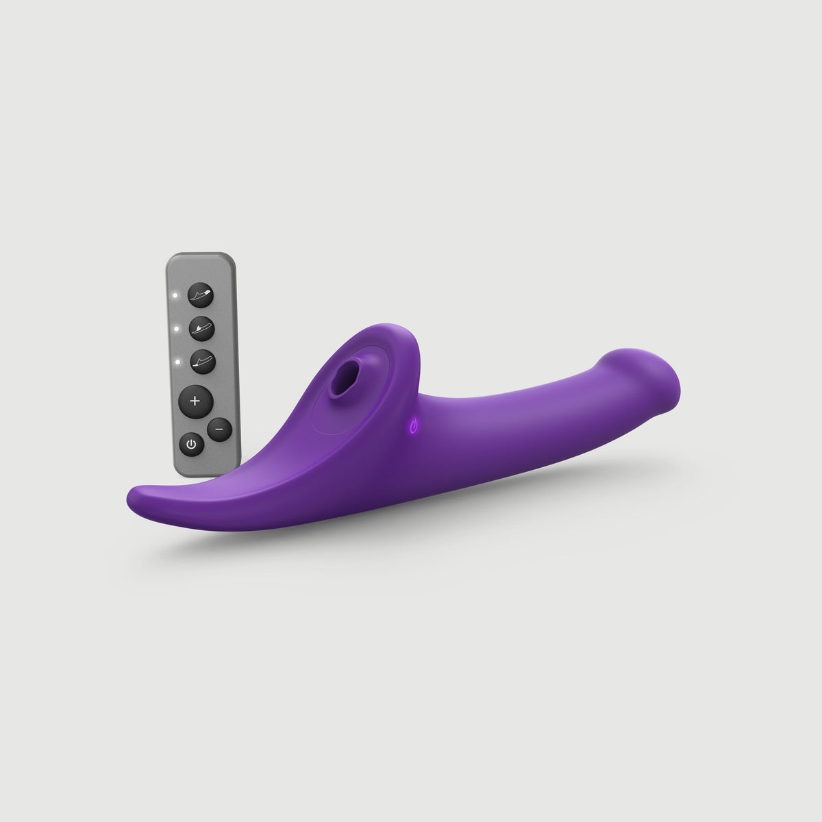 Strap On Me Multi Orgasm Vibrating Dildo in Purple, with its remote control