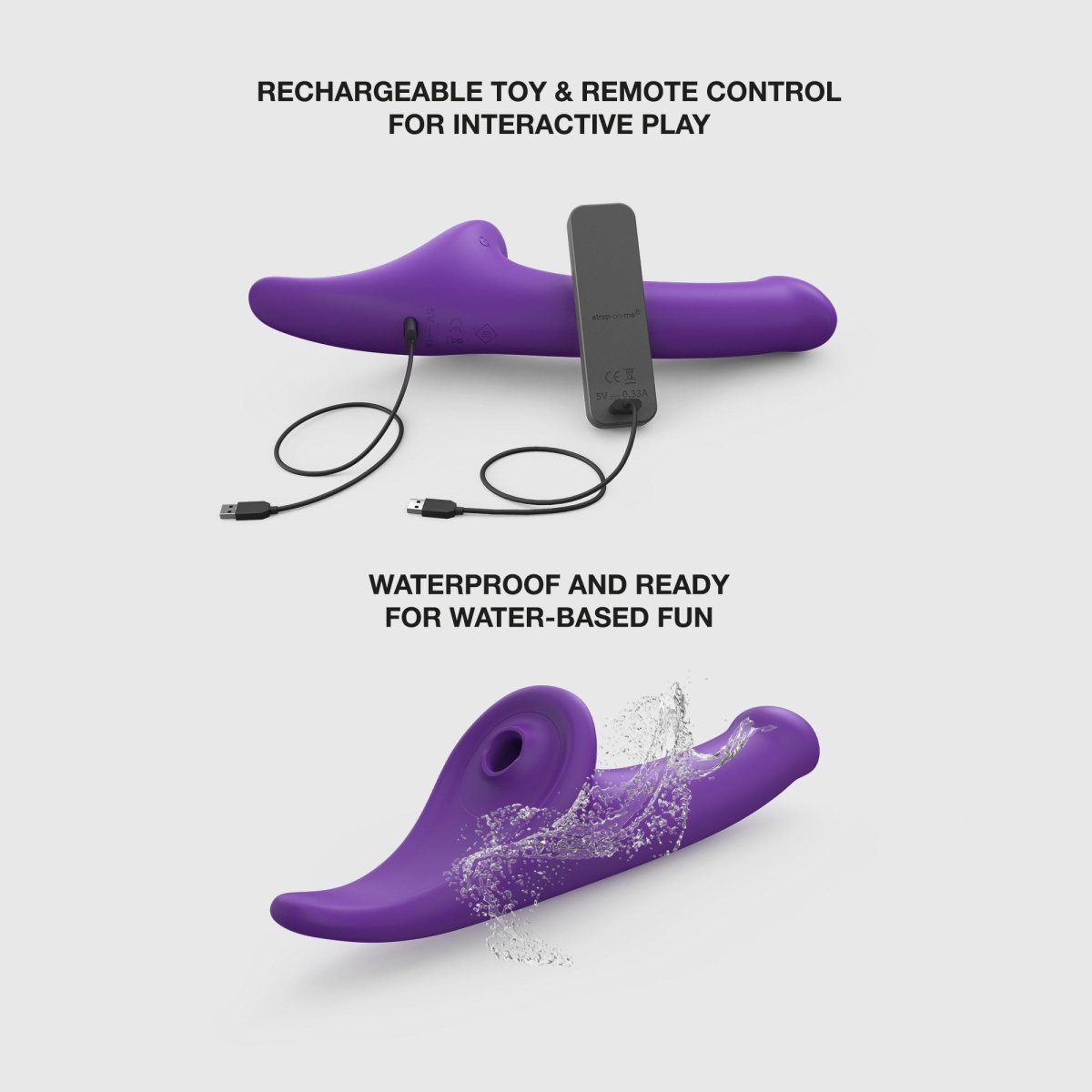 Strap On Me Multi Orgasm Vibrating Dildo in Purple, rechargeable and waterproof