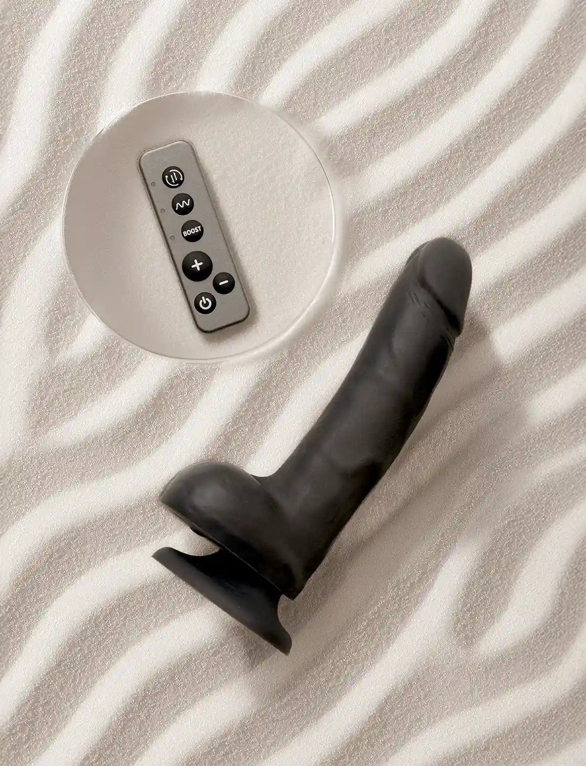 Strap On Me Rotating & Vibrating Realistic Dildo in Black, suction cup base and remote