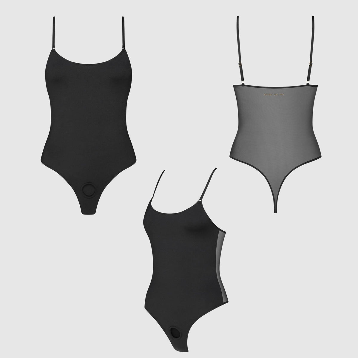 Strap On Me Signature Body Harness, front, back and side views