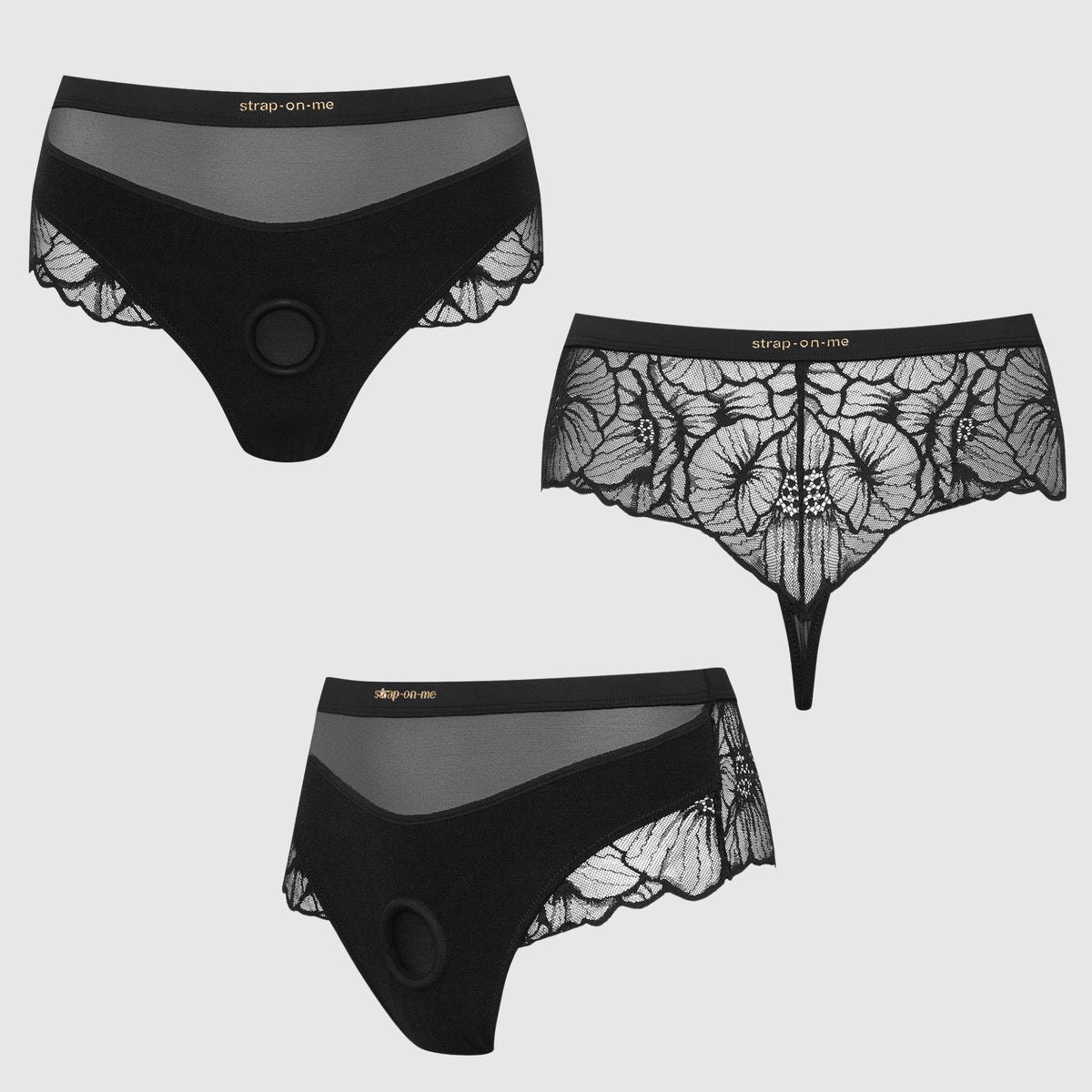 Strap On Me Sublime Lingerie Harness, front, back and side views