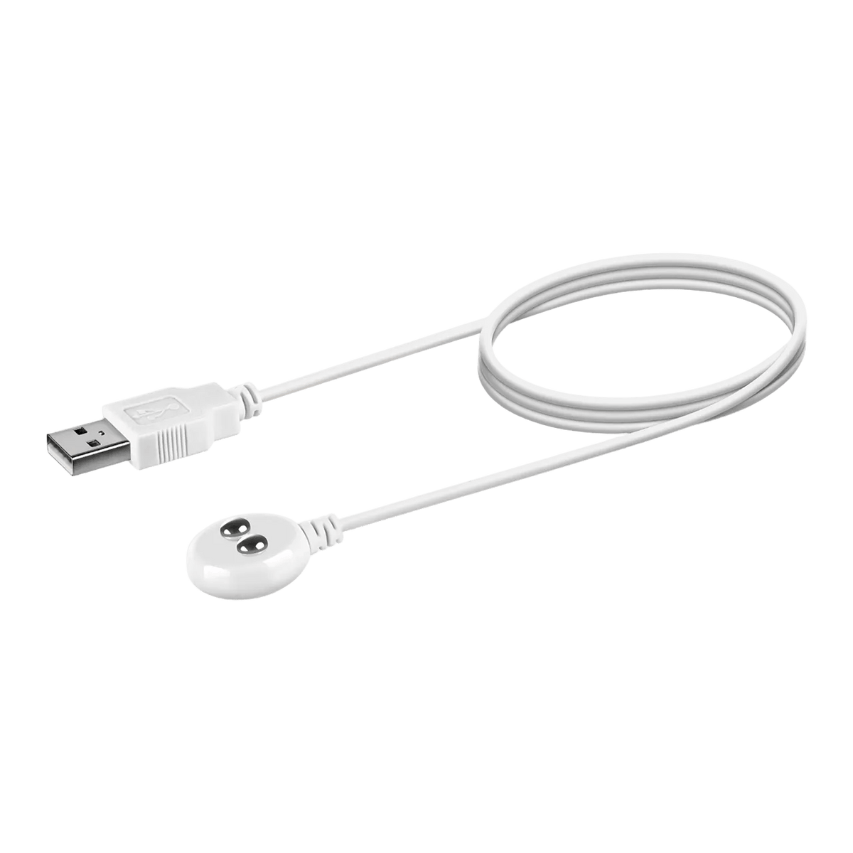Satisfyer USB charging cable in white, full length