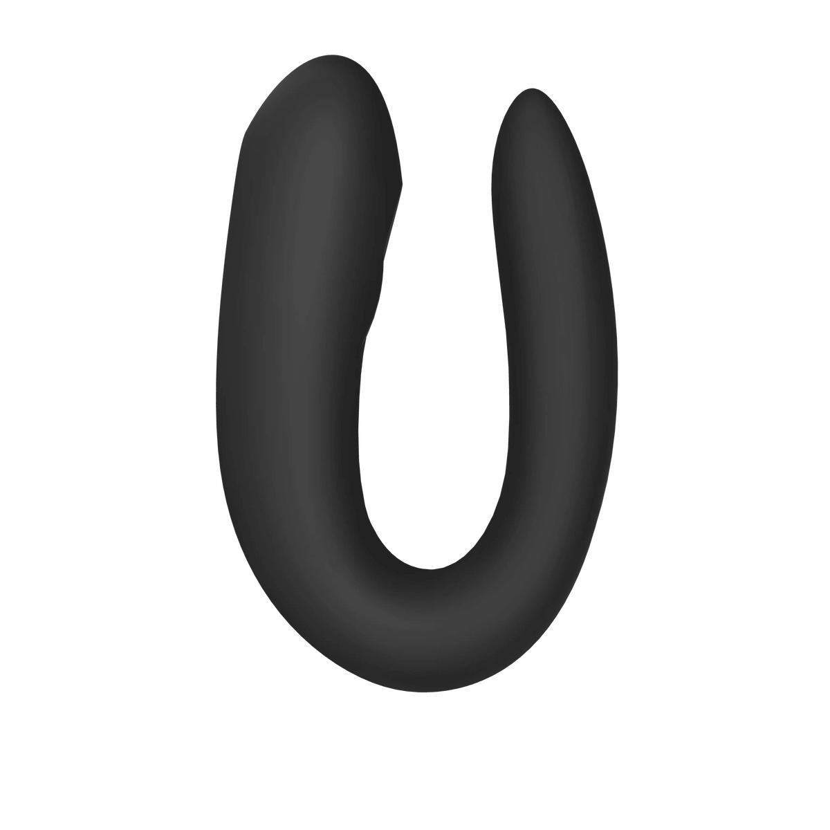 Satisfyer Double Joy couples vibrator in black, side view showing both arms