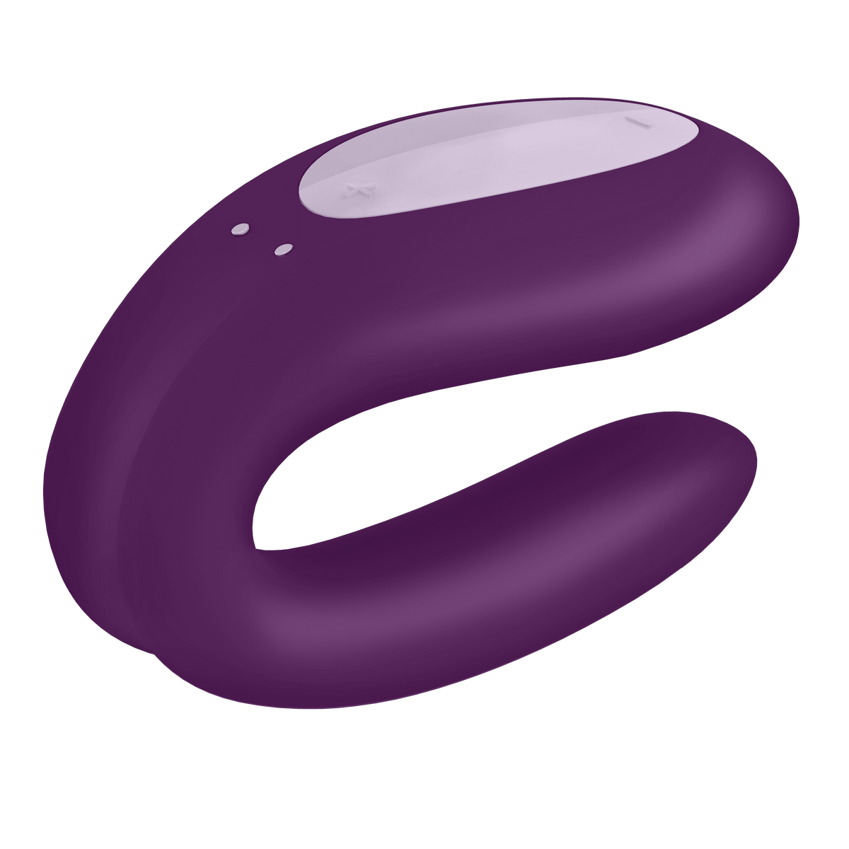 Satisfyer Double Joy couples vibrator in purple, side angle view
