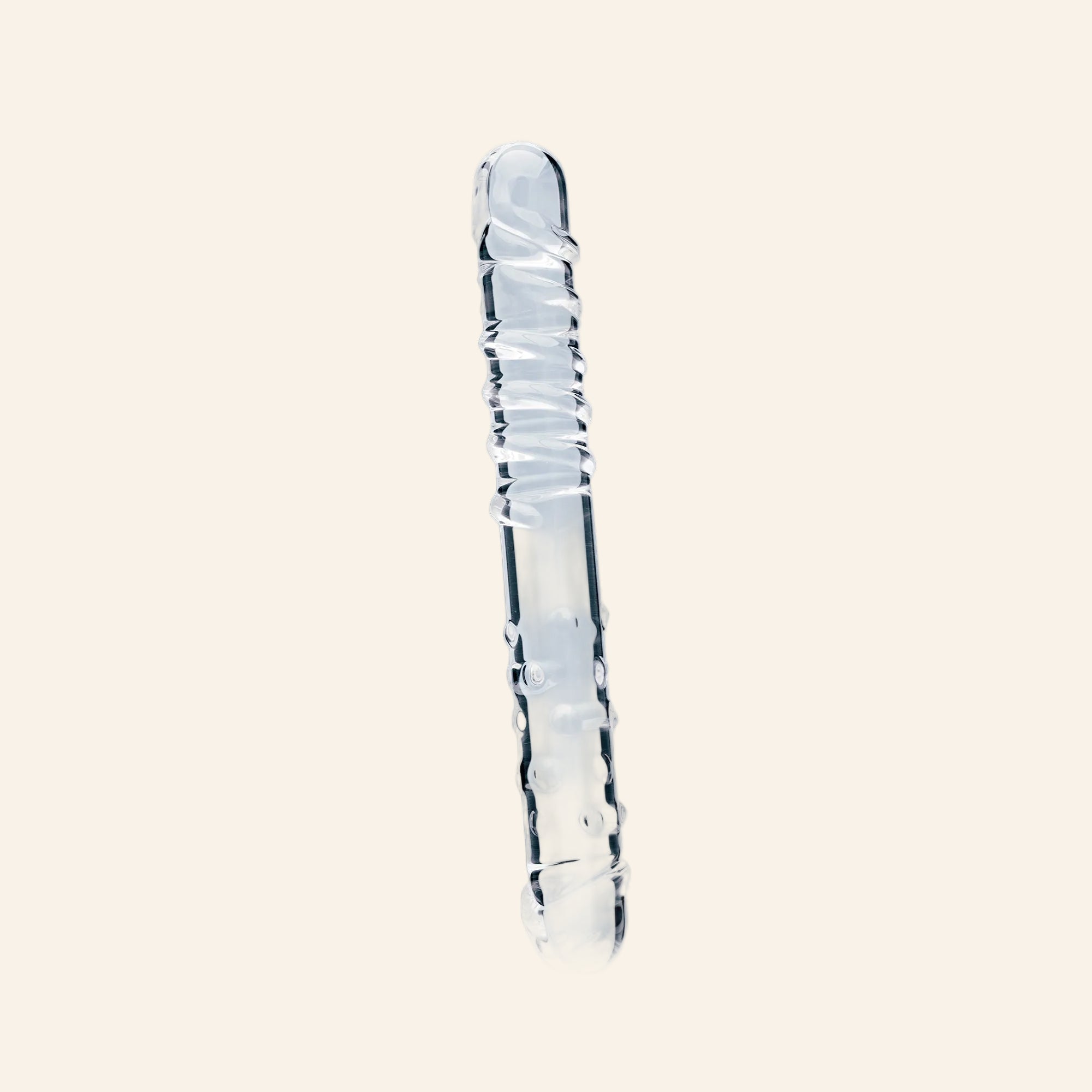 Clarity Elysian Sensation sleek double-ended hand-blown glass dildo