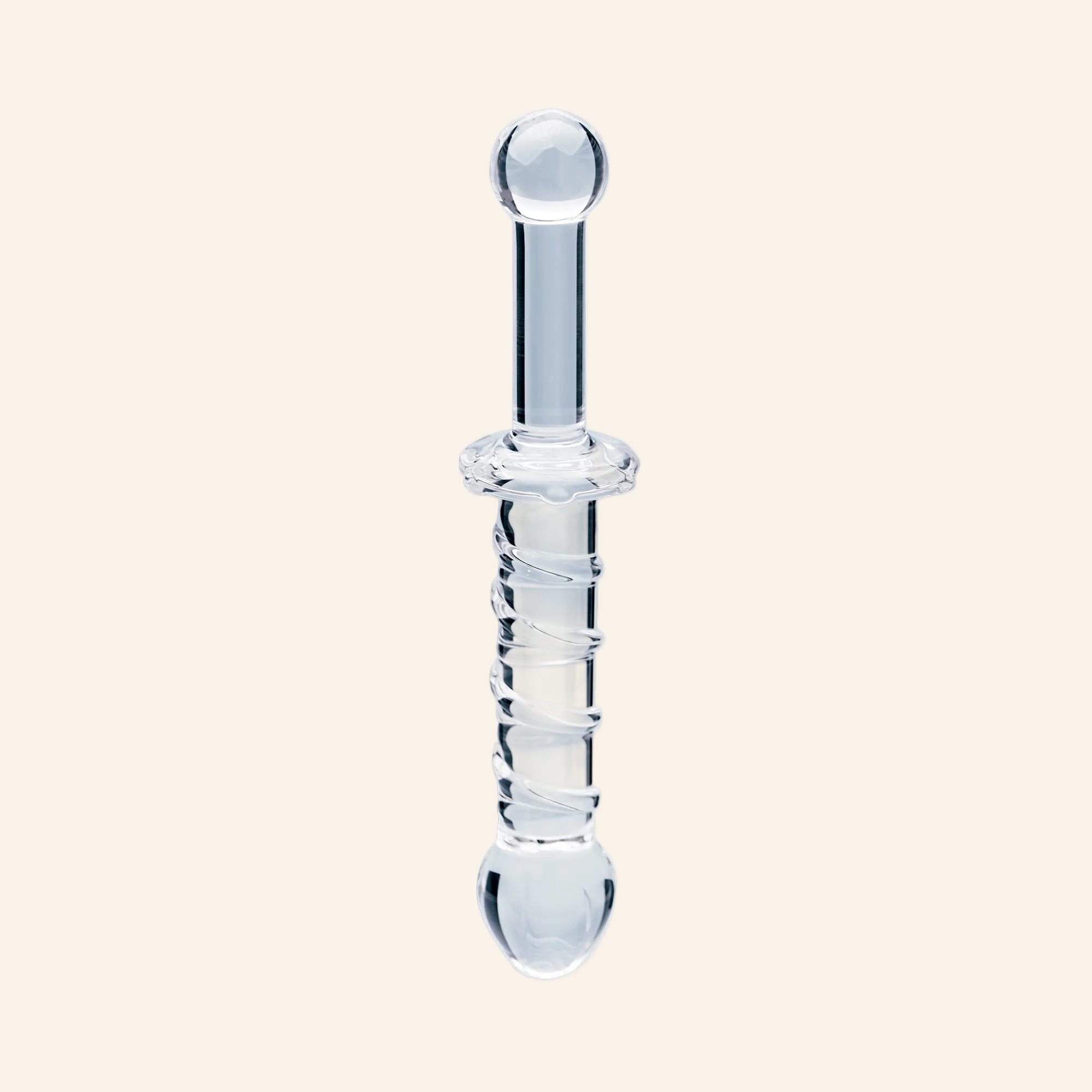 Clarity Elysian Swirl spiral-textured hand-blown borosilicate glass dildo