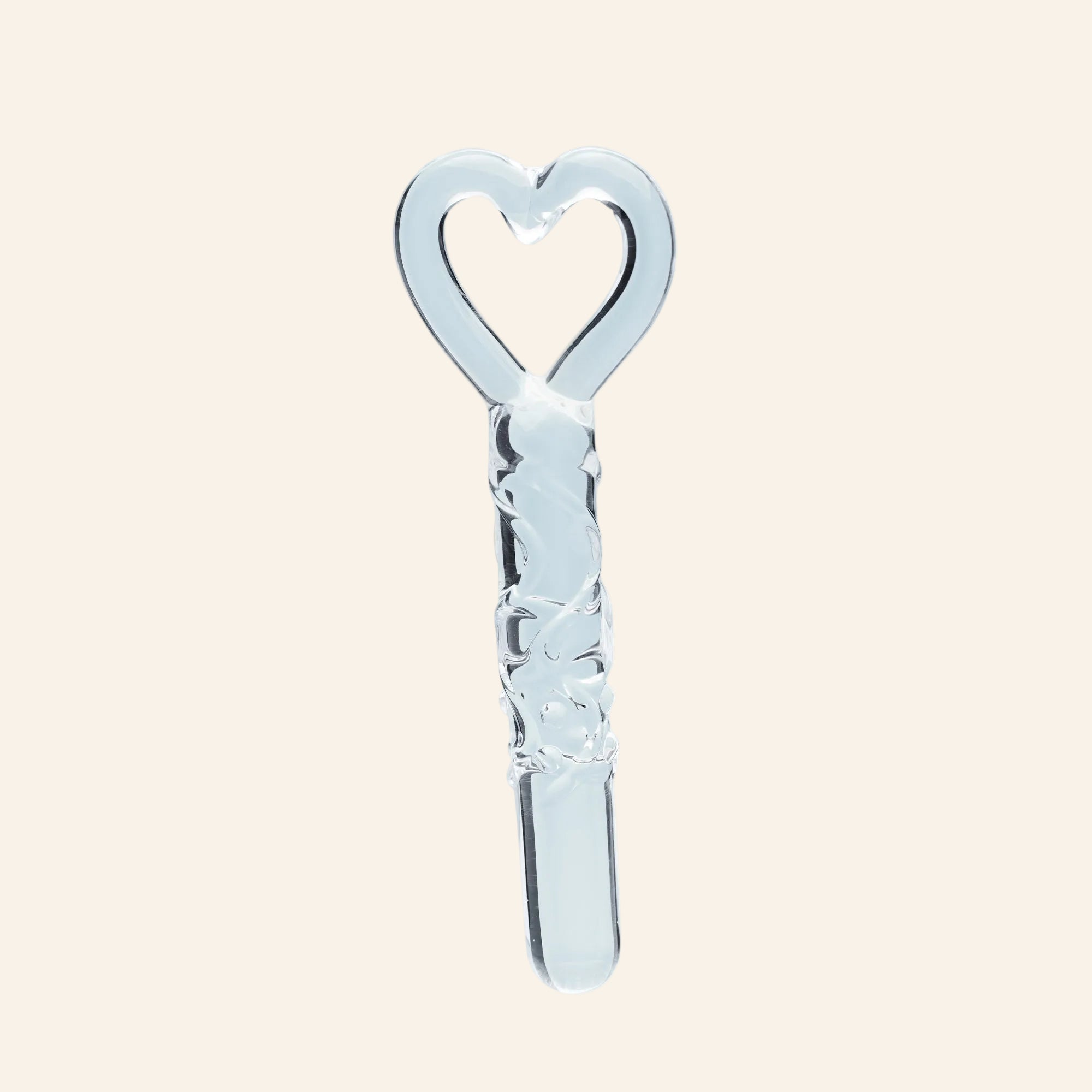 Clarity Hera's Caress hand-blown glass dildo with sculpted circular handle