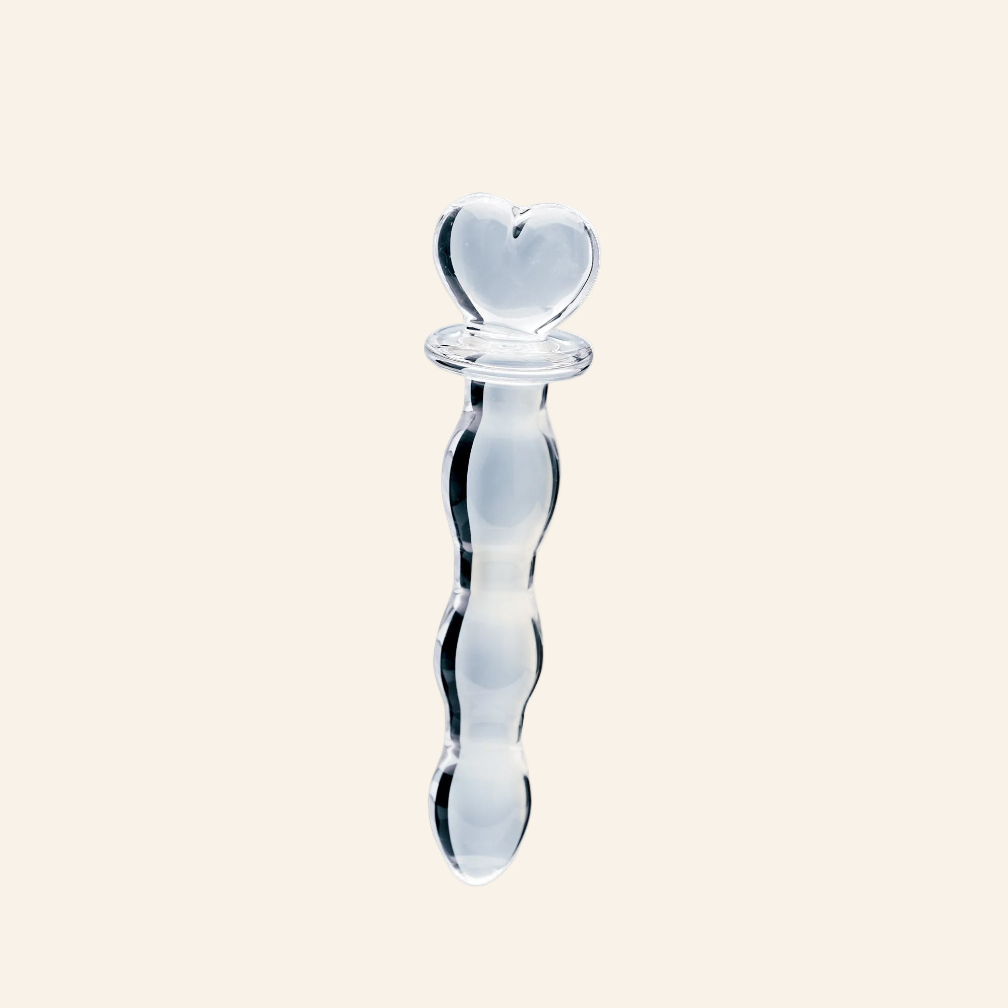 Clarity Hera's Cascade hand-blown glass dildo with heart-shaped handle