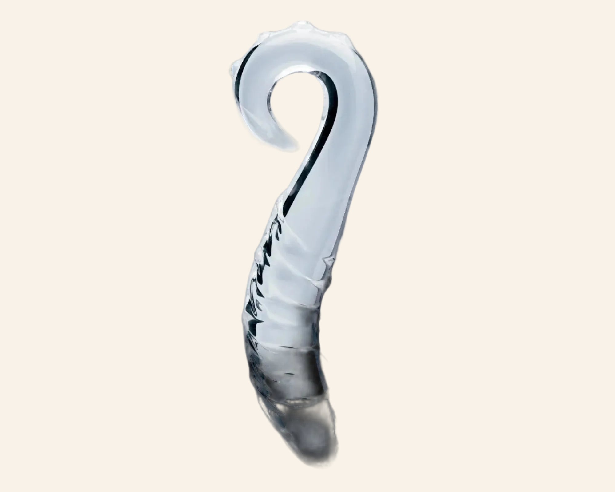 Clarity Hera's Tempest hand-blown glass dildo with sculptural circular handle