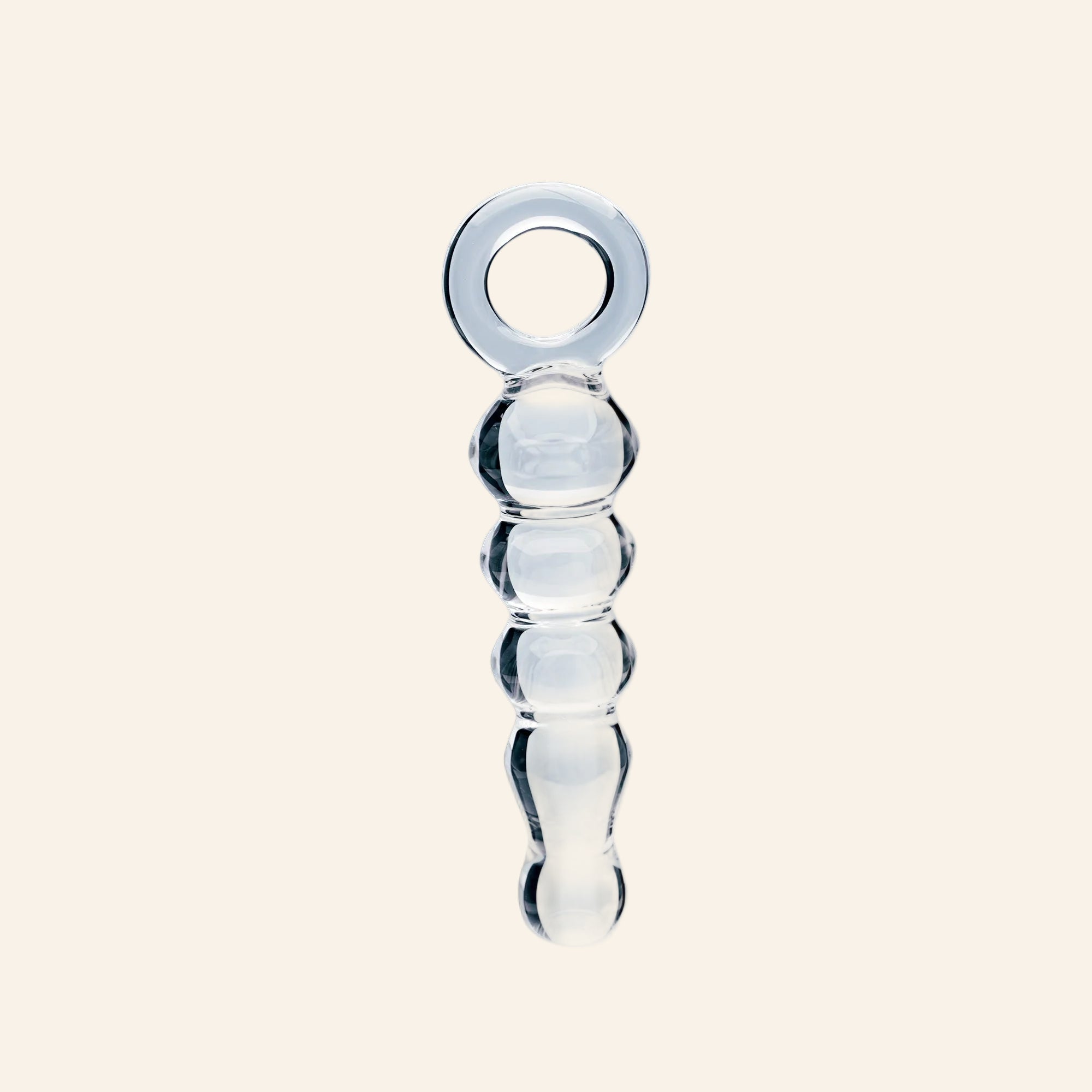 Clarity Hera's Tryst compact hand-blown glass dildo with circular handle