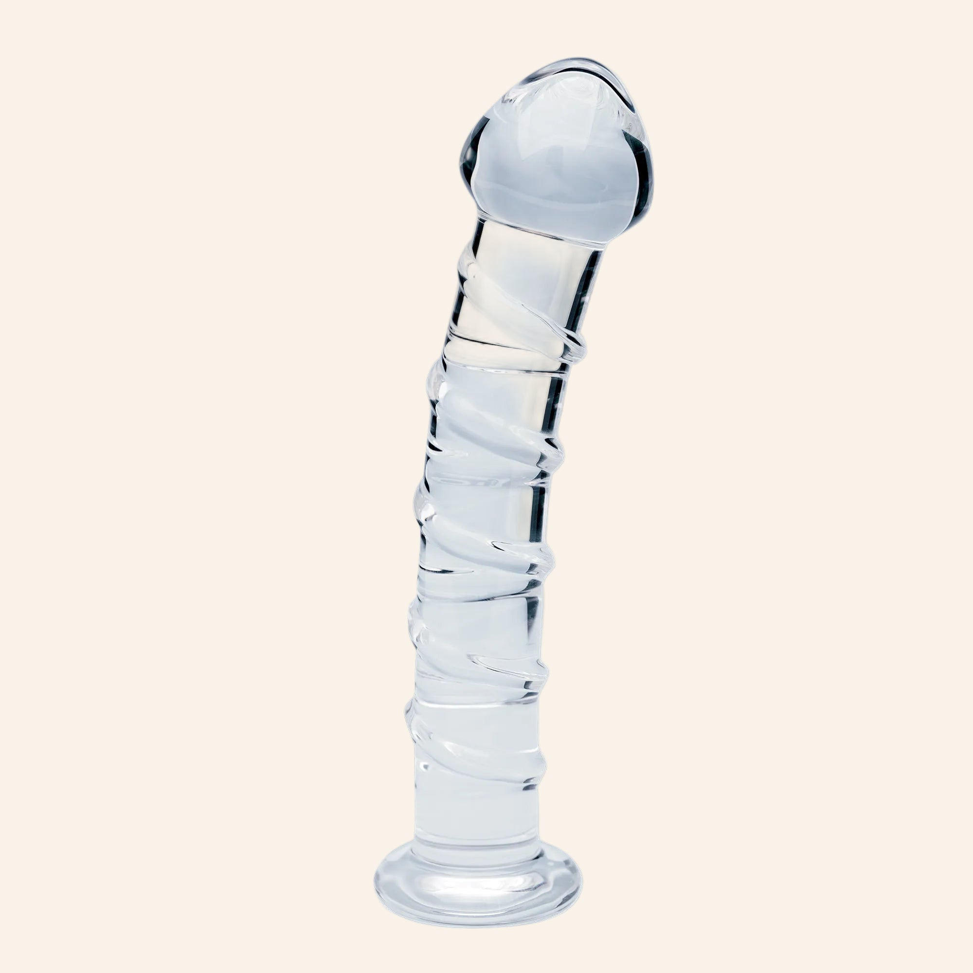 Clarity Seraphic Spiral hand-blown borosilicate glass dildo with spiral texture