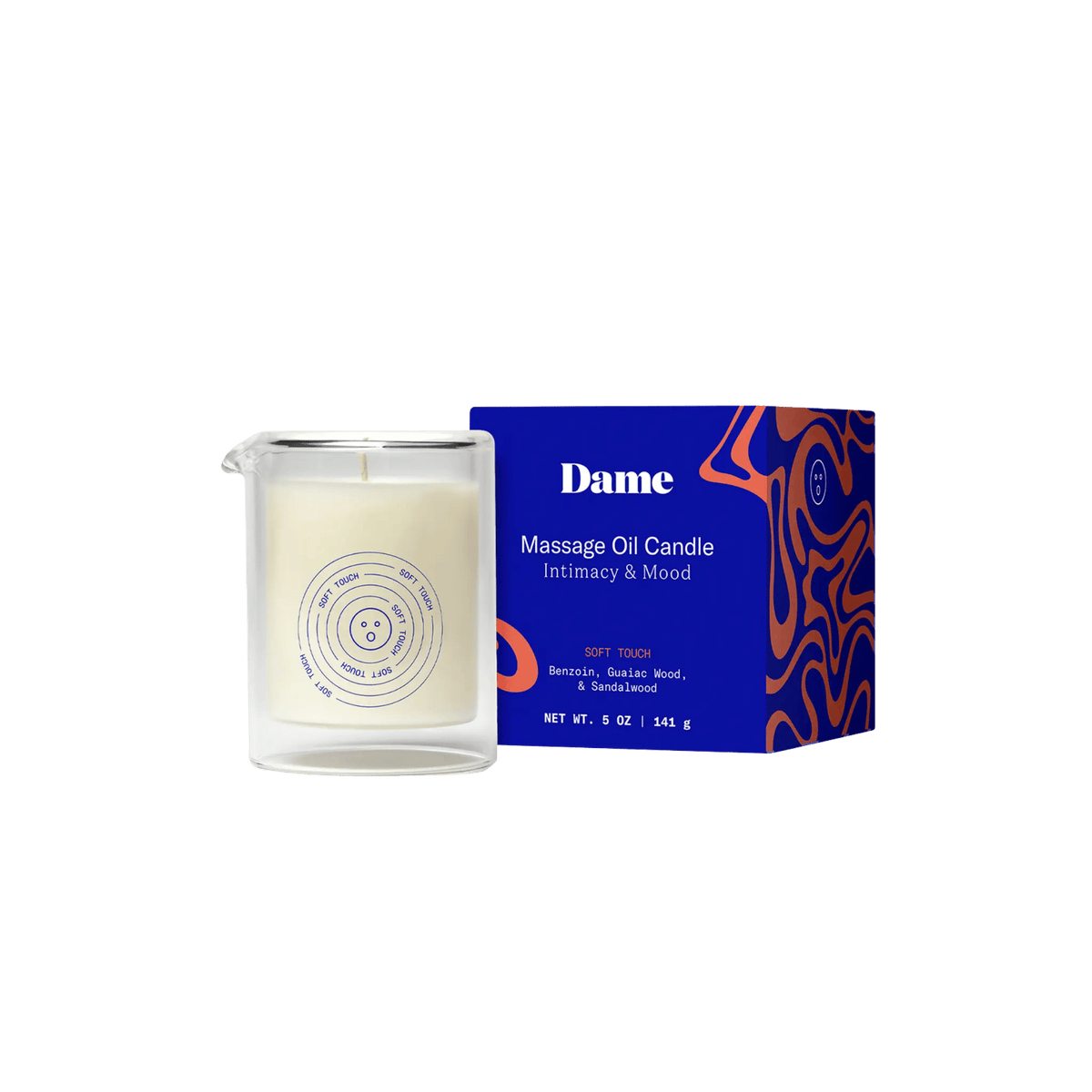 Dame Massage Oil Candle Soft Touch retail packaging box