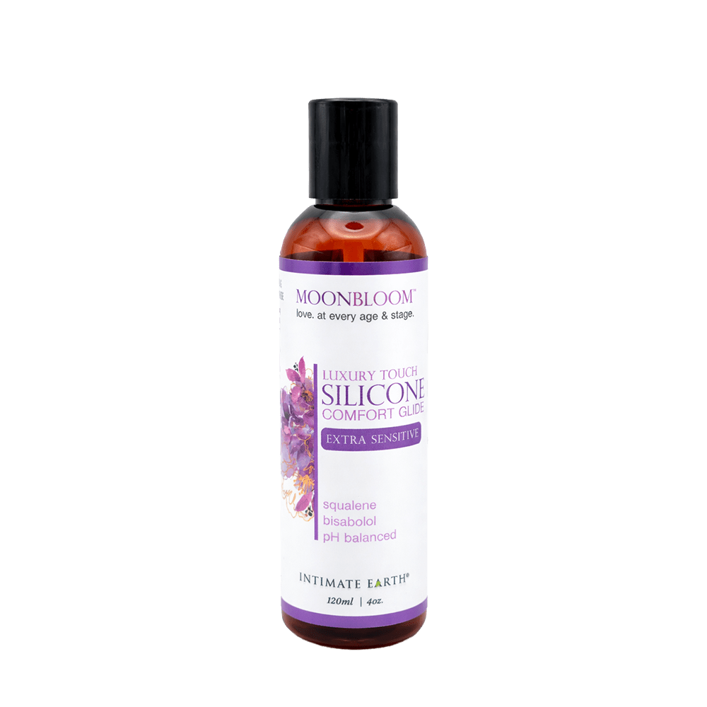 Bottle of Moonbloom silicone comfort glide on a white background