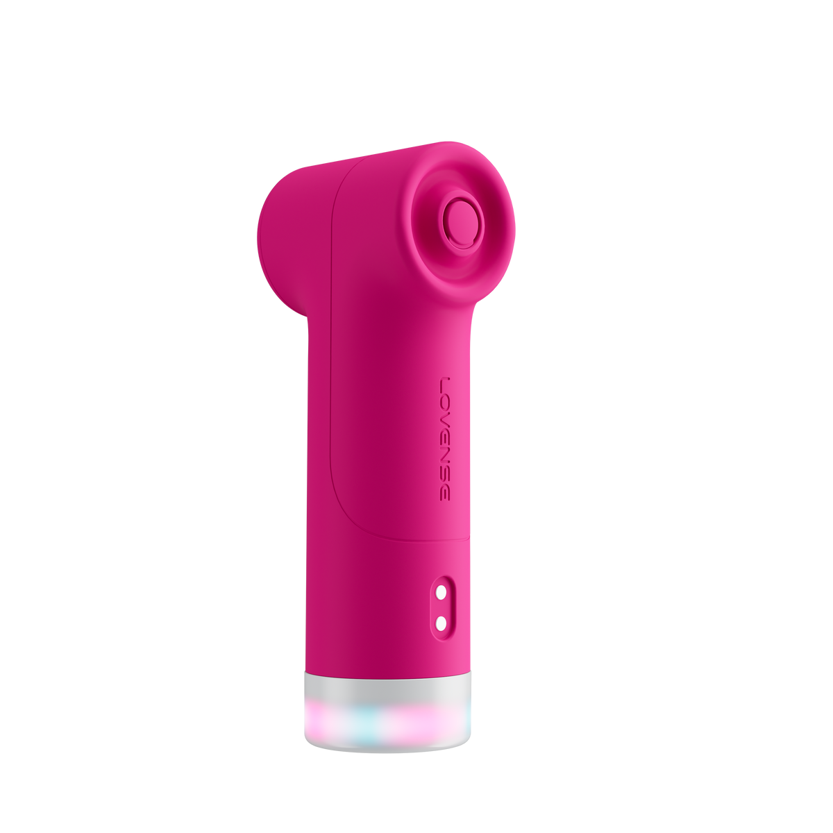 Lovense Fizz pink suction and tapping clitoral vibrator, angled view of the suction head