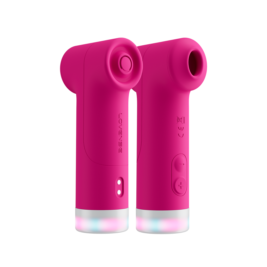 Two Lovense Fizz vibrators side by side, front and side views