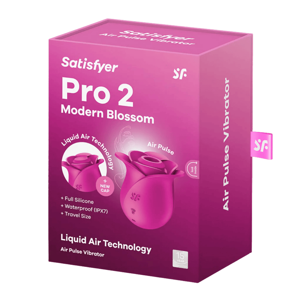 Satisfyer Pro 2 Modern Blossom retail box with Liquid Air Technology