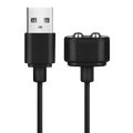 Satisfyer USB charging cable in black, close-up of the USB plug and magnetic connector