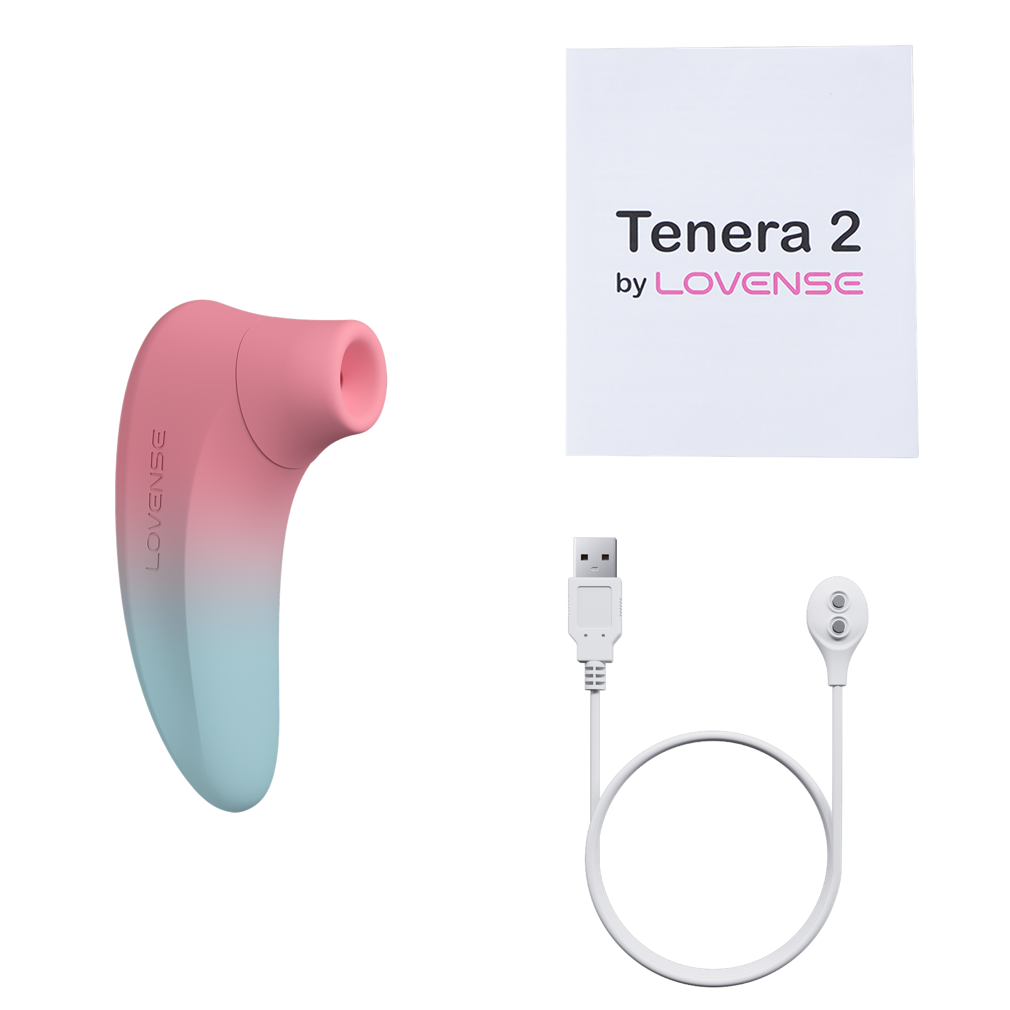 Lovense Tenera 2 with instruction manual and USB magnetic charging cable