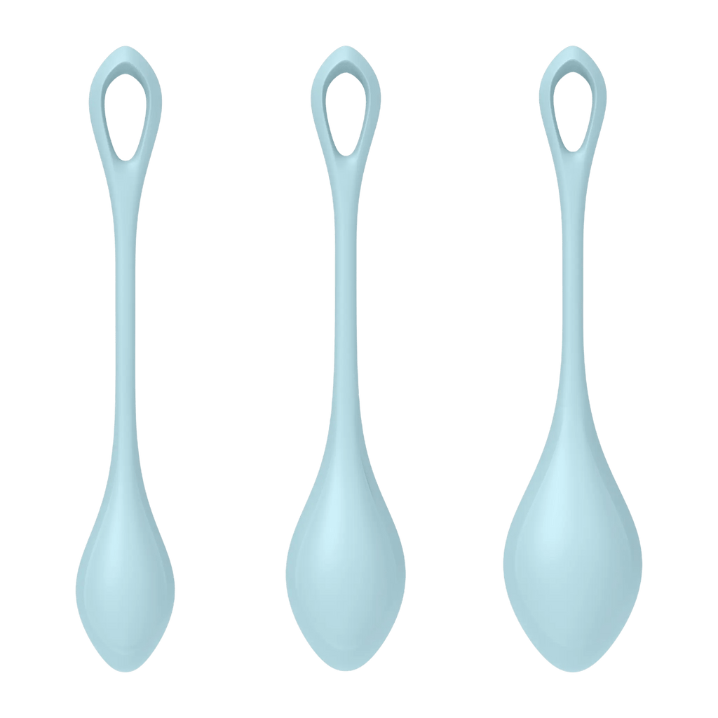 Satisfyer Yoni Power 2 kegel balls, back view showing the retrieval loops