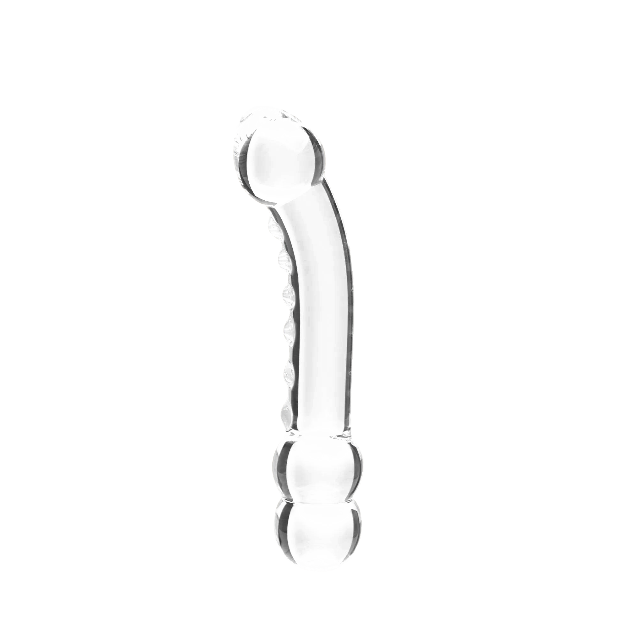 Clarity Celestial Ridge glass dildo, transparent background