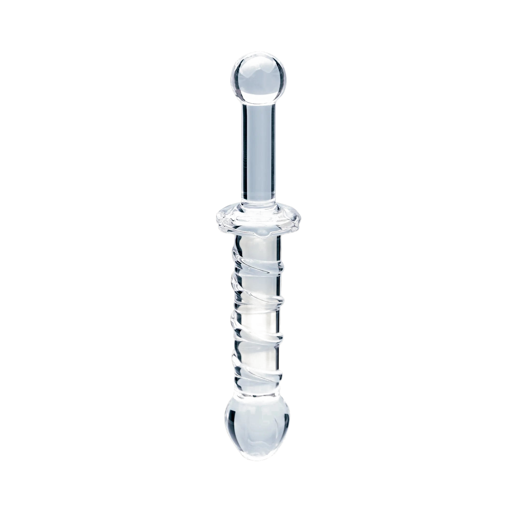 Clarity Elysian Swirl glass dildo, transparent background