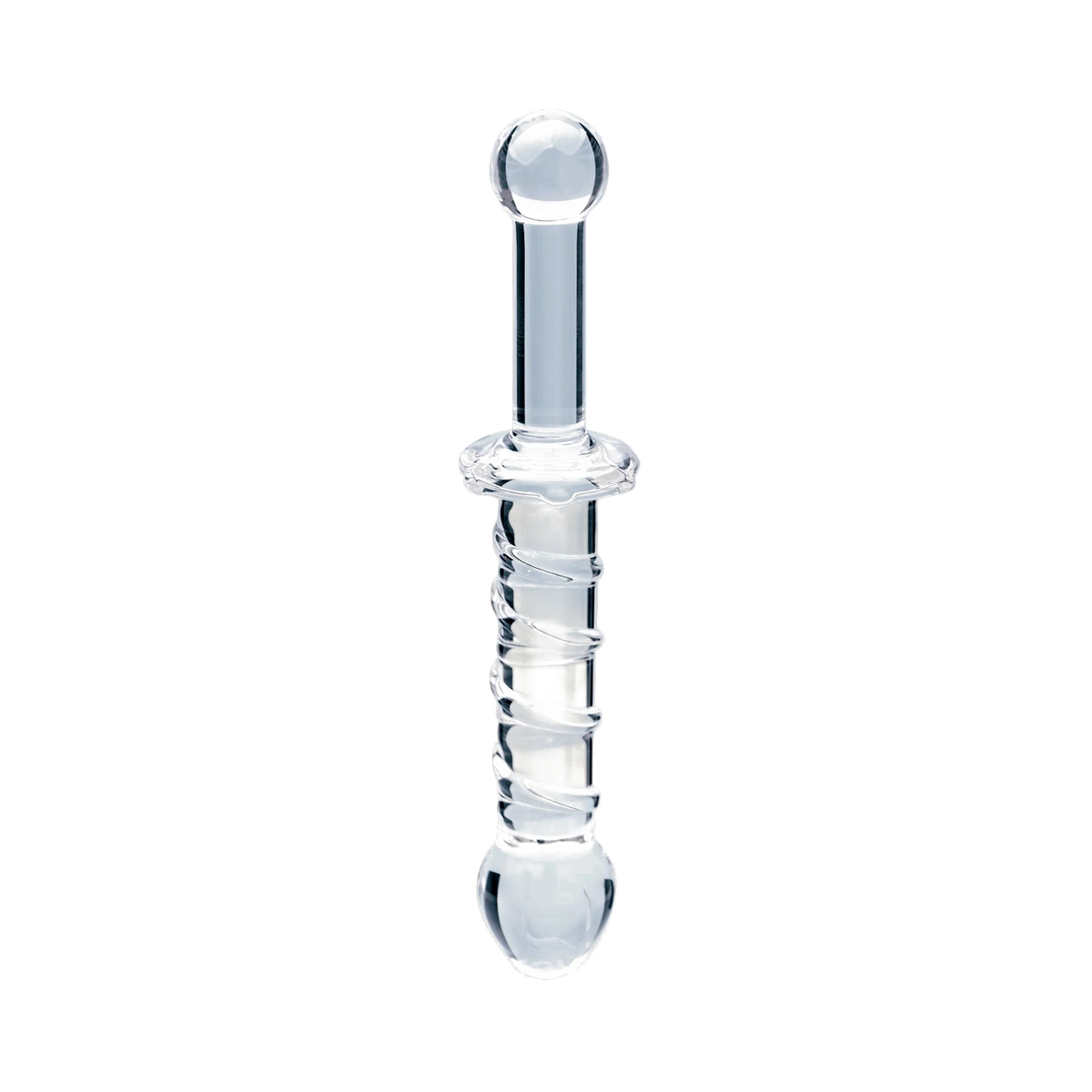Clarity Elysian Swirl glass dildo, transparent background