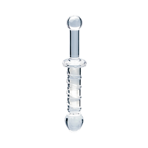 Clarity Elysian Swirl glass dildo, transparent background