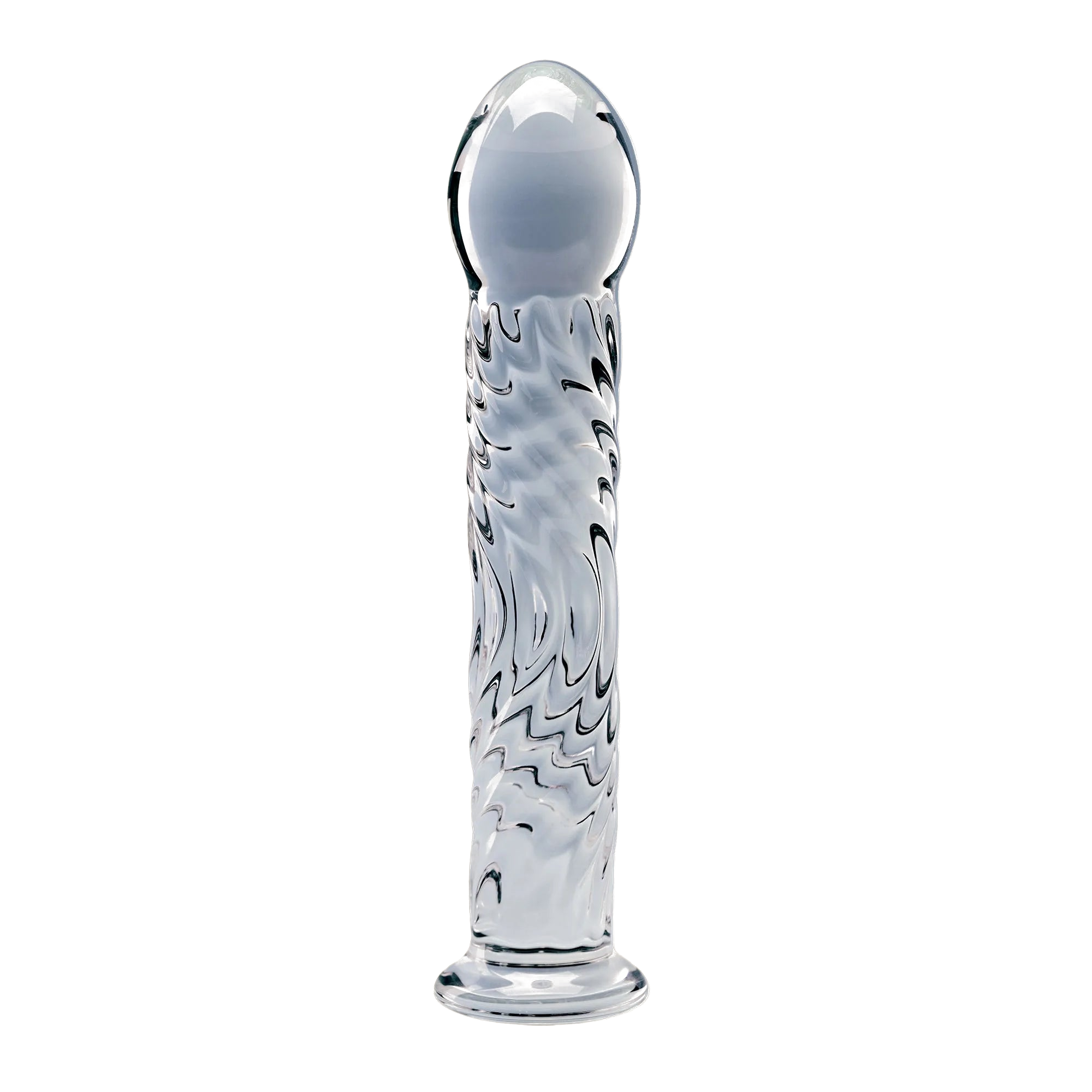Clarity Seraphic Ripple glass dildo, transparent background