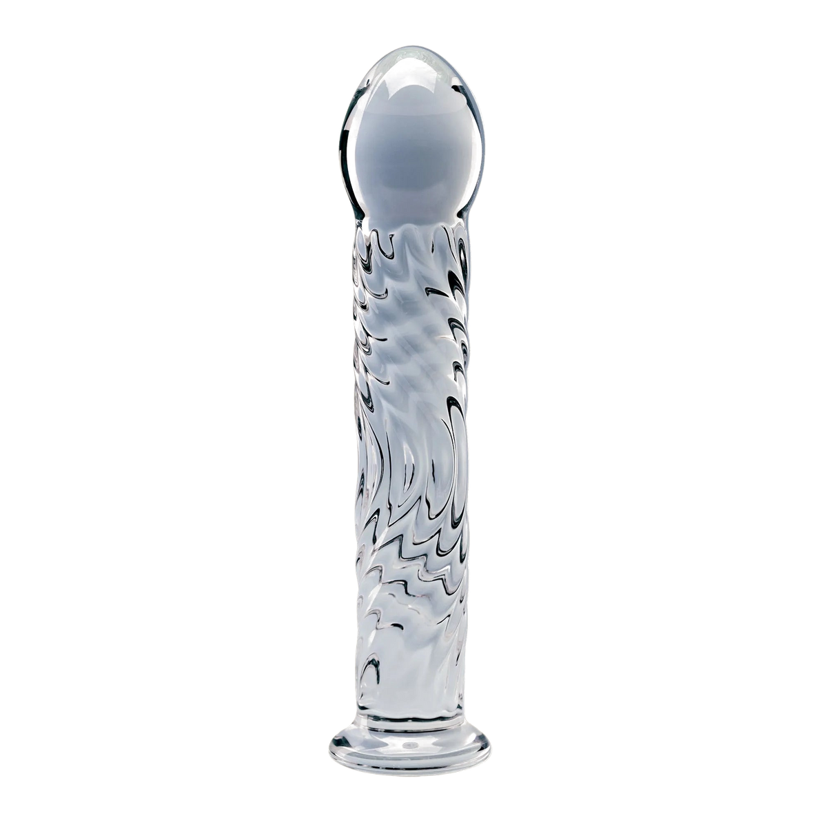 Clarity Seraphic Ripple glass dildo, transparent background