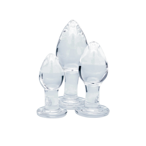Clarity Utopian Trinity glass dildo, transparent background