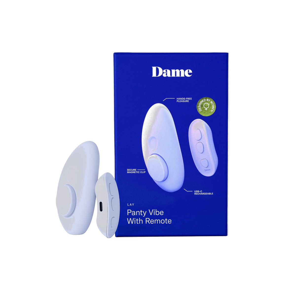 Dame Lay wearable panty vibrator, Ice Blue, front view