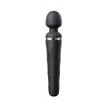 Lovense Domi 2 mini wand vibrator in black, front view showing the silicone head and control buttons