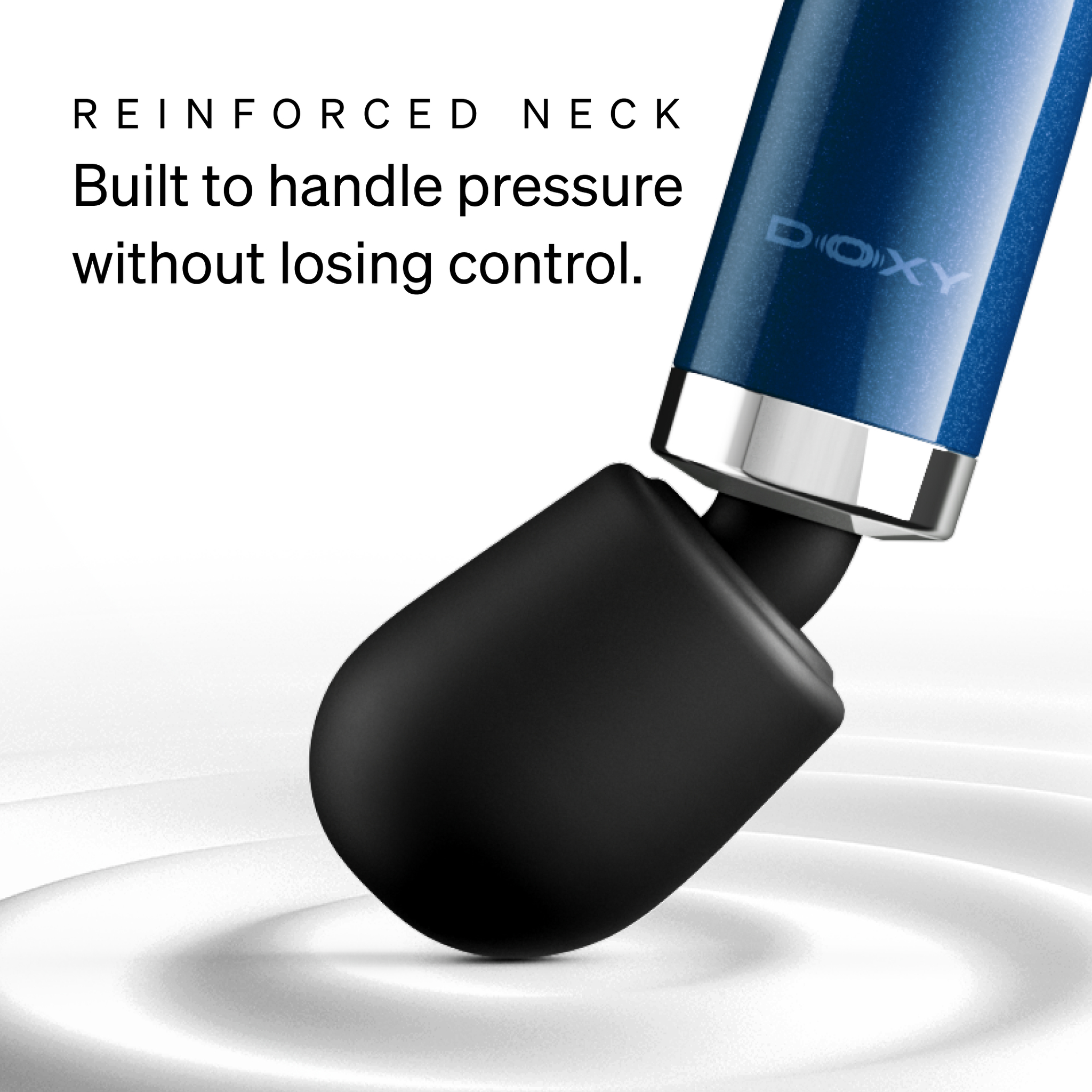 Doxy Die Cast Compact Cordless wand massager showing the reinforced neck built to handle pressure