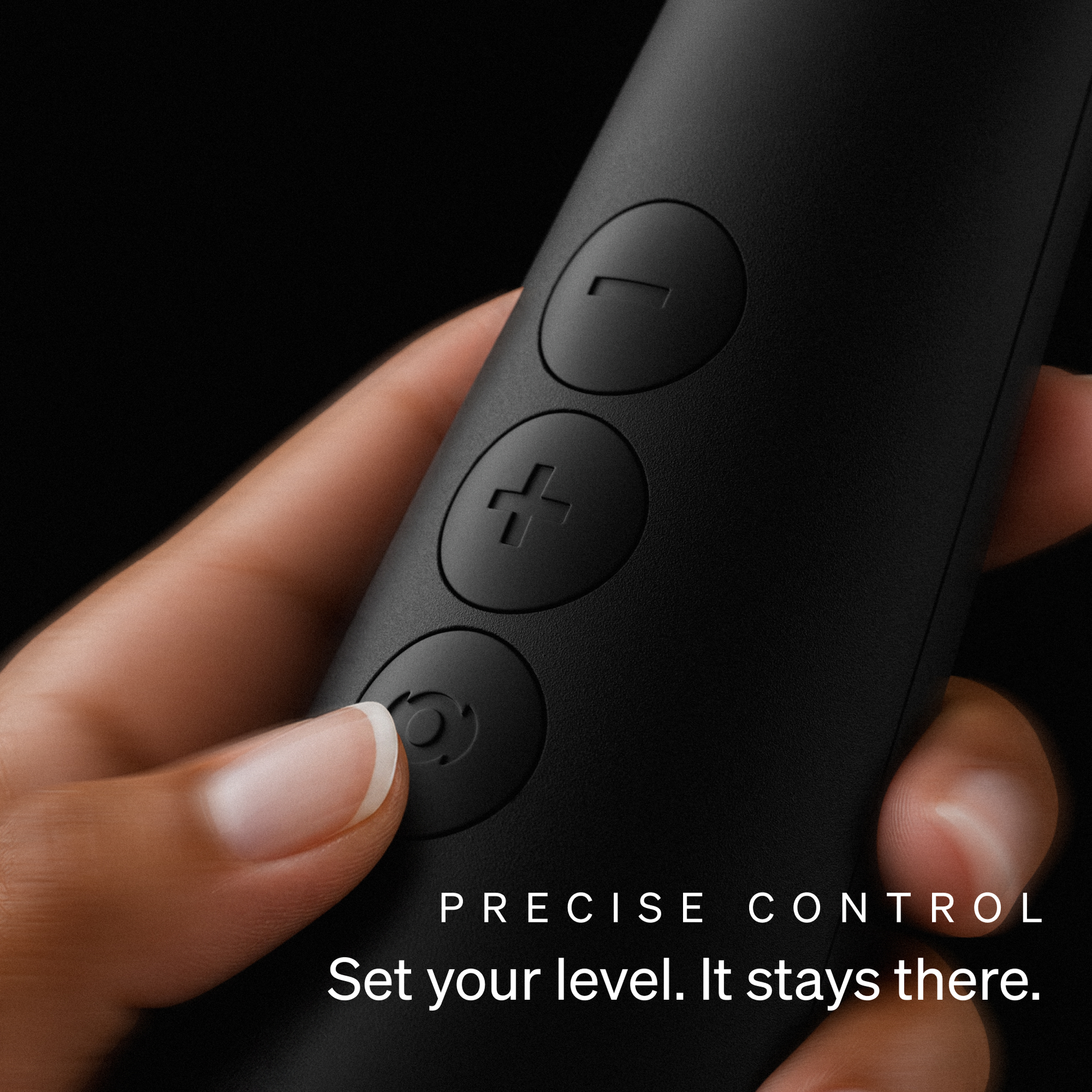 Doxy Original Plug-In black wand massager control buttons showing precise, adjustable intensity control