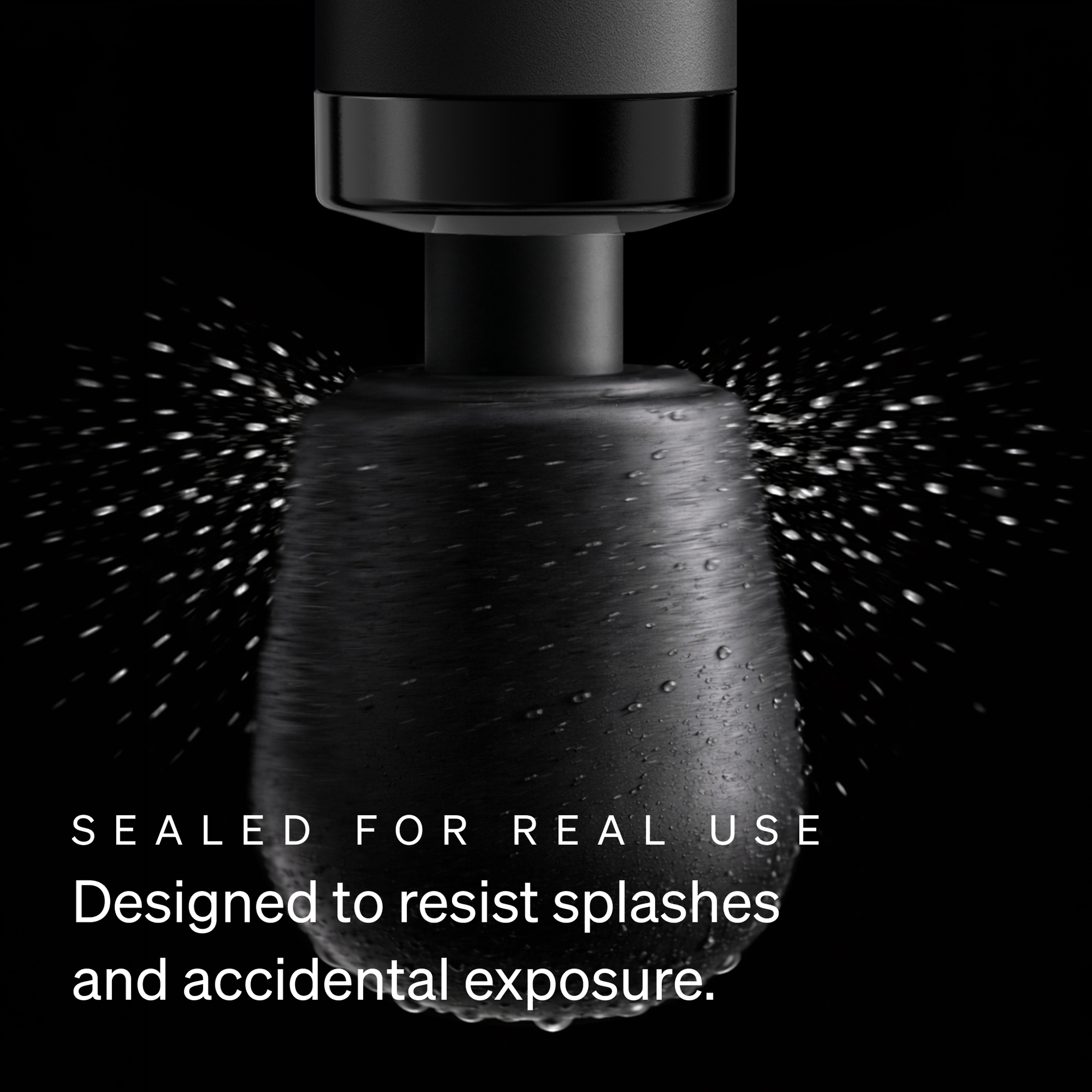 Doxy Original Plug-In black wand massager head, sealed to resist splashes and accidental exposure
