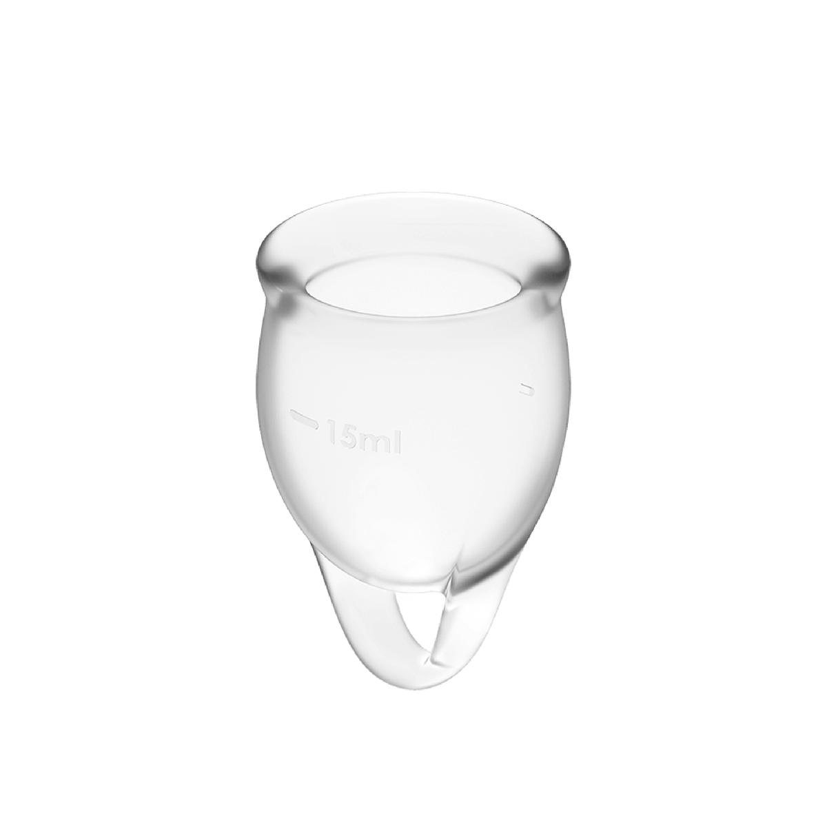 Satisfyer Feel Confident menstrual cup in clear, 15ml size