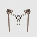 Strap On Me Desirous Faux Leather Harness in Golden Bronze, front view showing the three rings