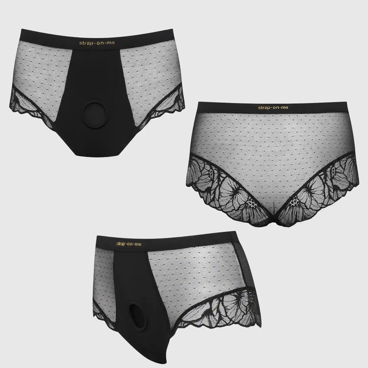 Strap On Me Divine Lingerie Harness, front, back and side views