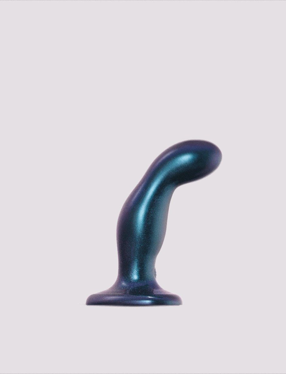 Strap On Me Fingering & Vibrating Dildo in Metallic Blue, front view