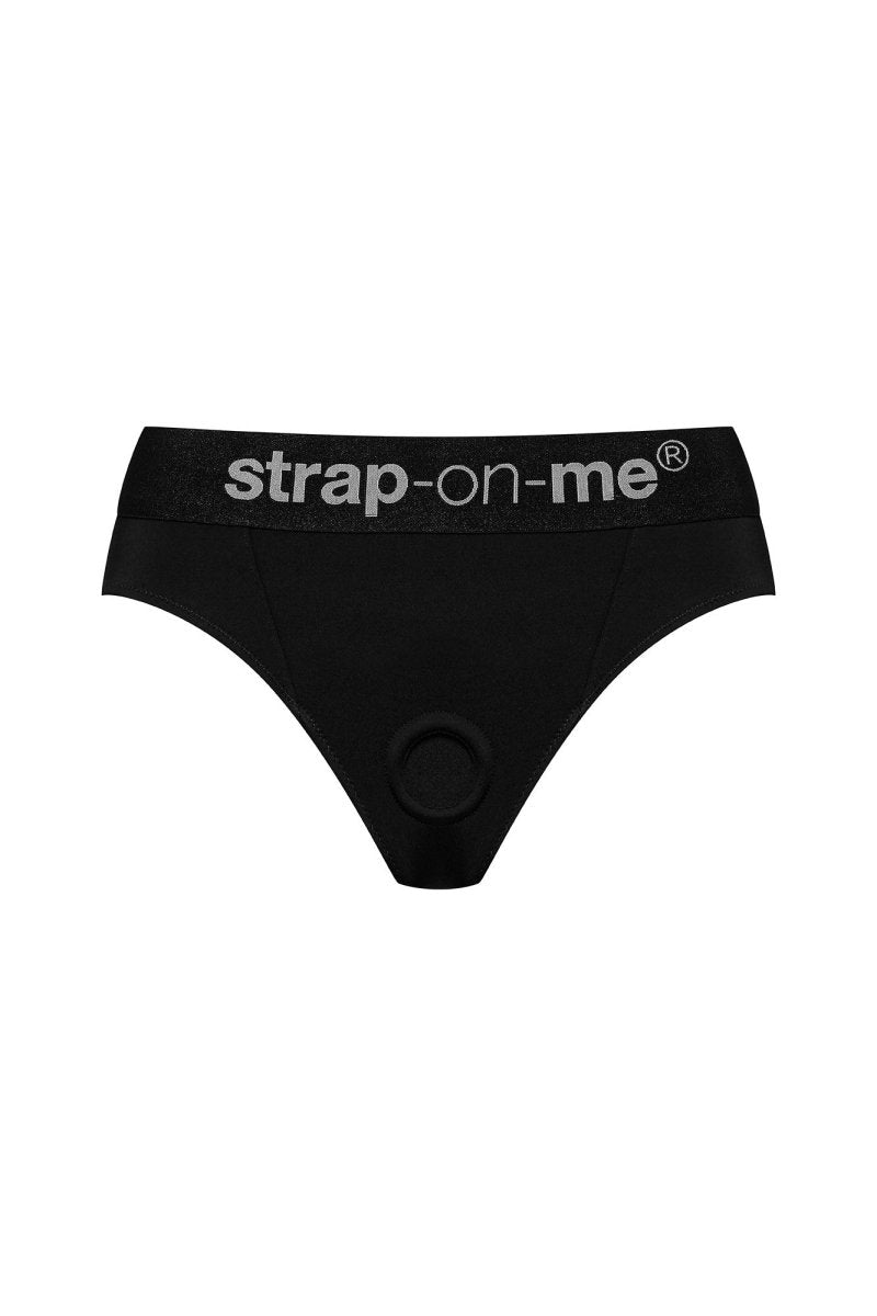 Strap On Me Heroine Lingerie Harness in Black, flat front view