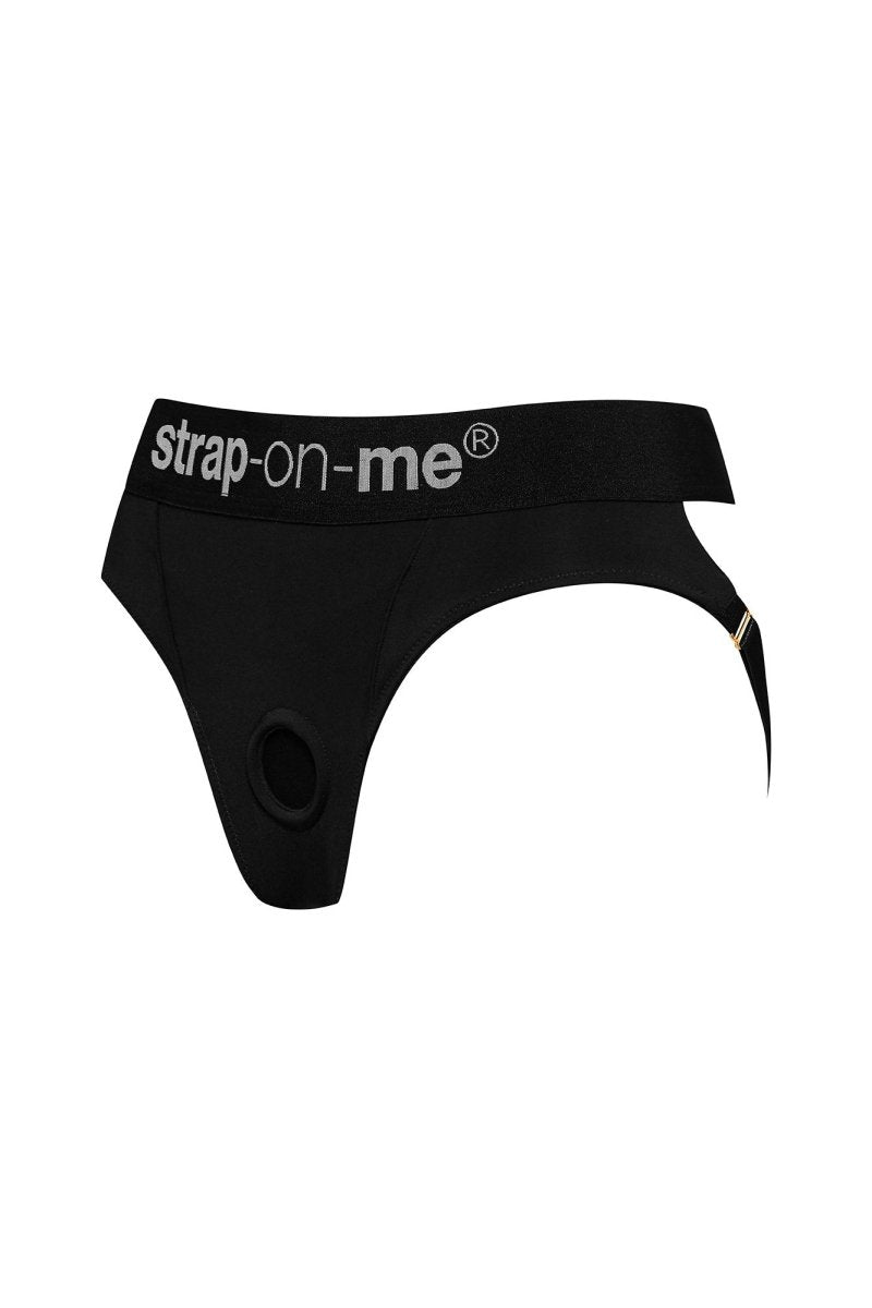 Strap On Me Heroine Lingerie Harness in Black, angled view