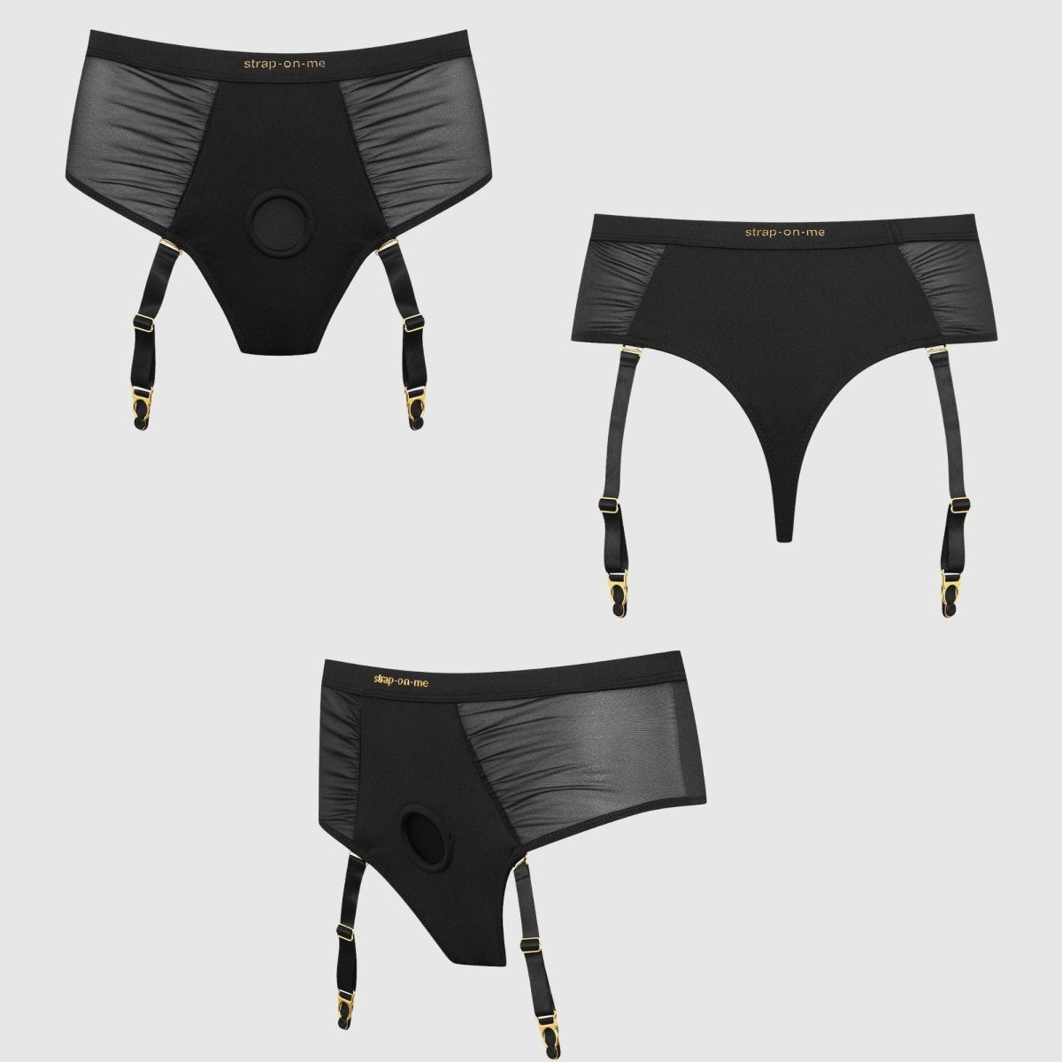 Strap On Me Idylle Lingerie Harness, front, back and side views