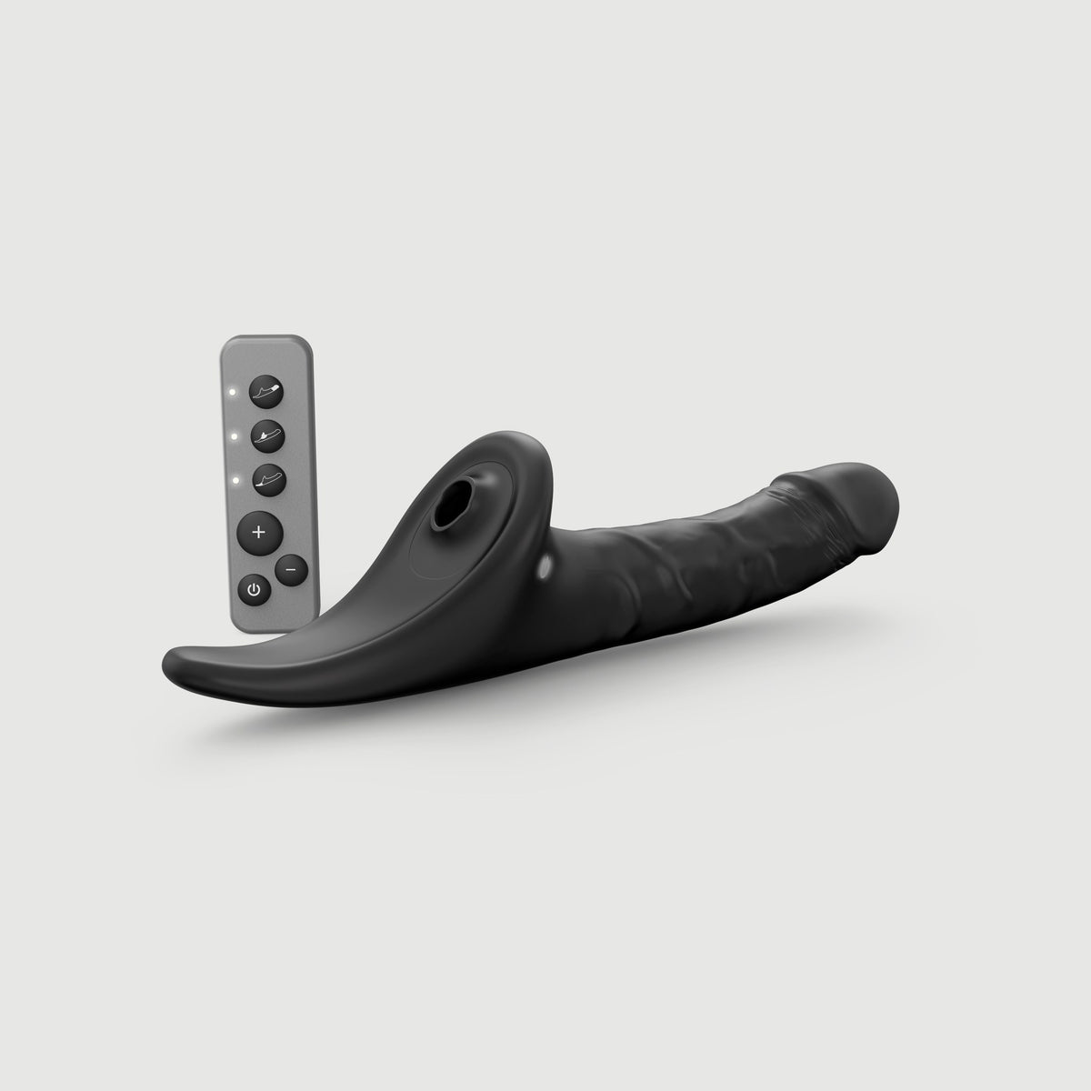 Strap On Me Multi Orgasm Realistic Vibrating Dildo in Black, with its remote control