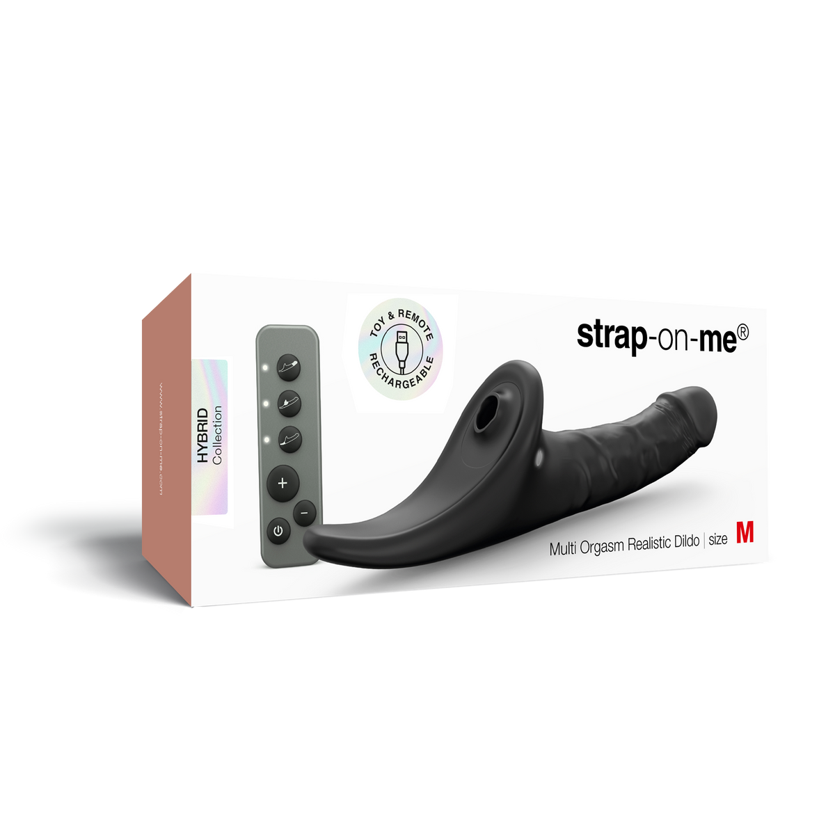 Strap On Me Multi Orgasm Realistic Vibrating Dildo in Black, retail box