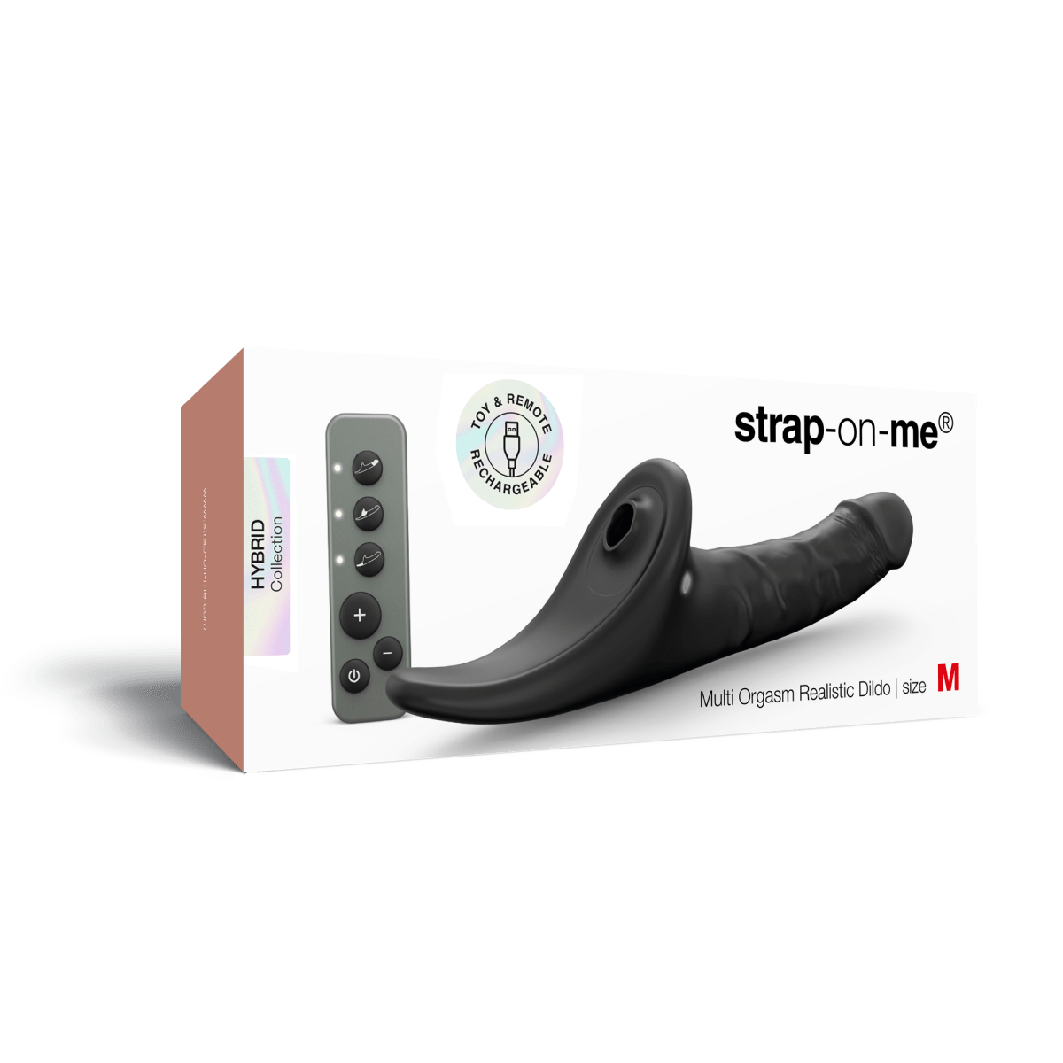Strap On Me Multi Orgasm Realistic Vibrating Dildo in Black, retail box