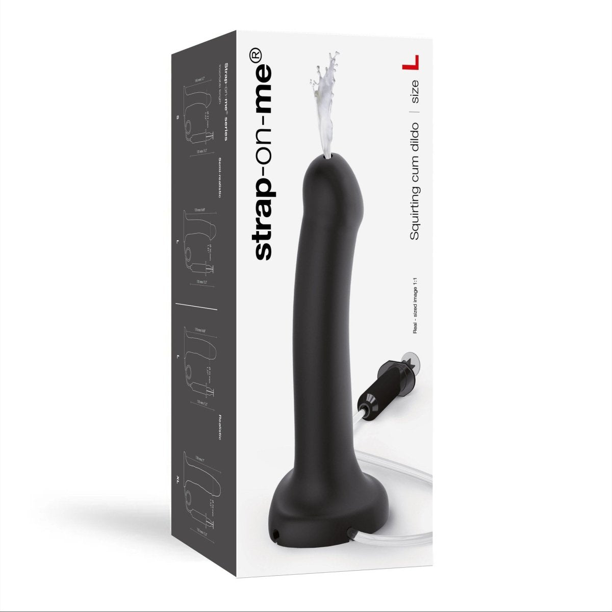 Strap On Me Squirting Cum Dildo in Black, retail box