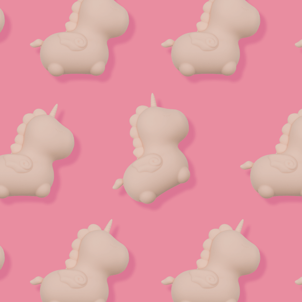 A row of Unihorn Heart Throb vibrators