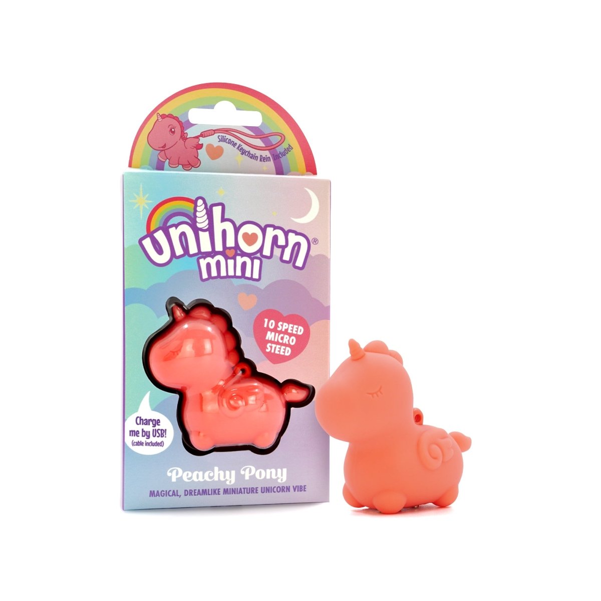 Unihorn Mini Peachy Pony next to its packaging
