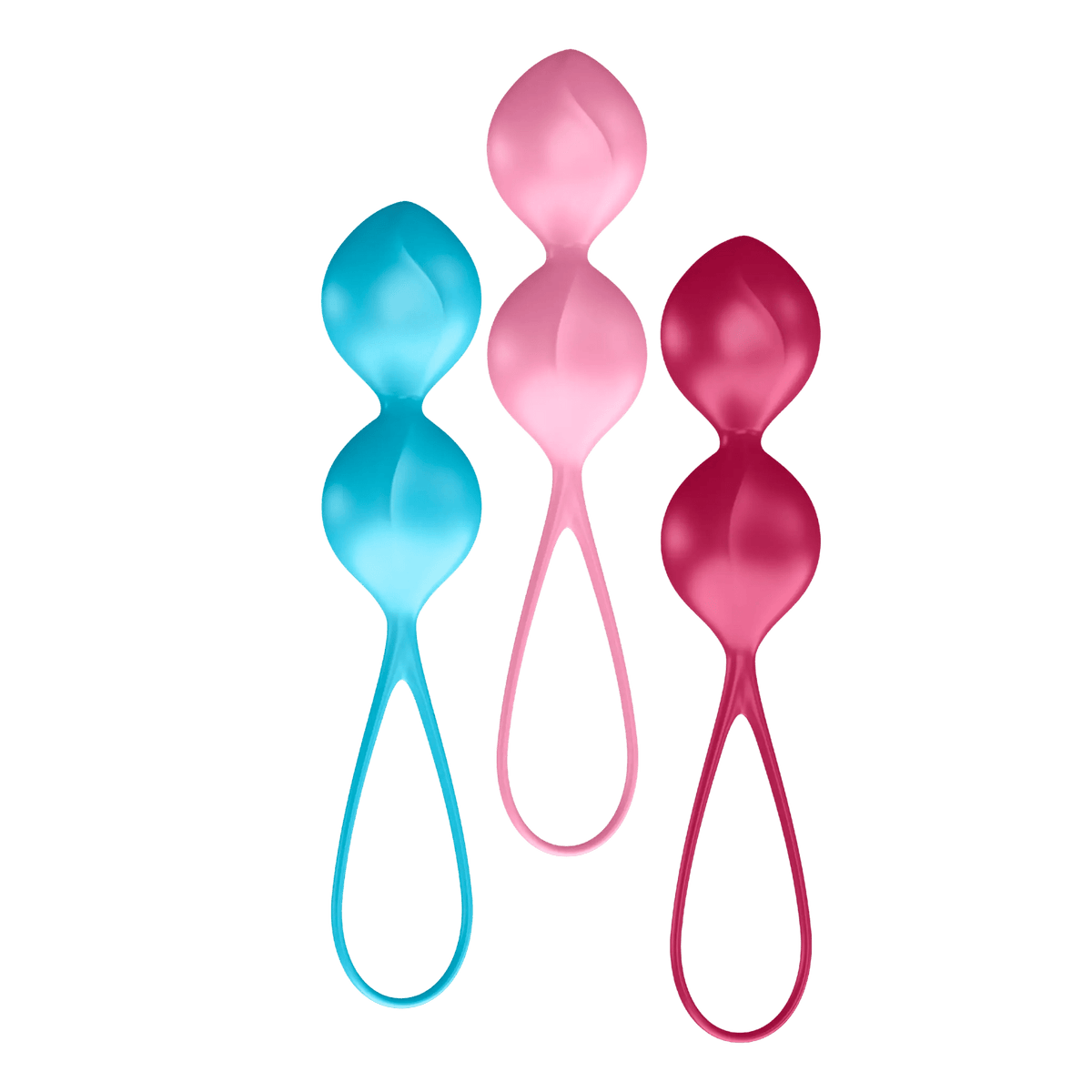Satisfyer V Balls, front view showing the retrieval loops